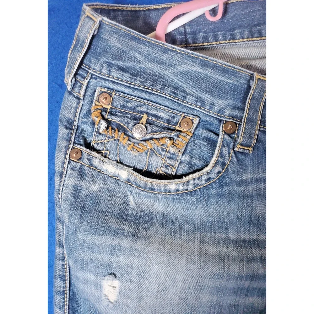 Vtg True Religion Jeans USA Men's 36 Straight Flap Pocket Big T Thick Stitch